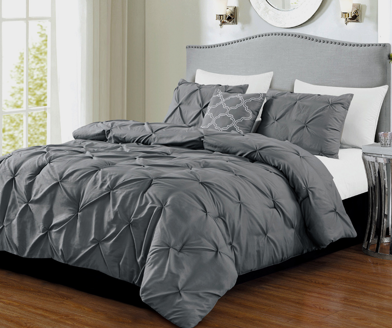 Pinch Pleat/Kiss Pleat, Pintuck Down Alternative 4pc Comforter Set,Microfiber All Season Down Alternative Bedding Set