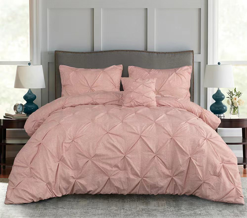 Printed kiss pleat 4pc comforter set light weight